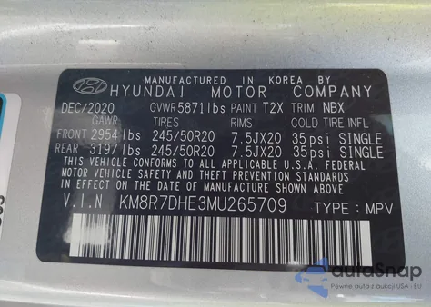 2021 Hyundai Palisade Calligraphy from USA, damaged, VIN KM8R7DHE3MU265709